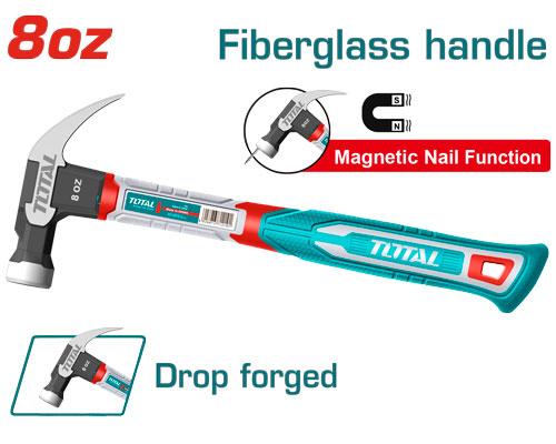 TOTAL THCH61008 Claw Hammer 220g (8oz) Magnetic Fiberglass Total